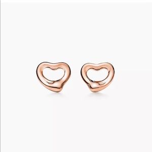 Tiffany & Co. 18k Rose Gold Elsa Peretti Open Heart Stud Earrings